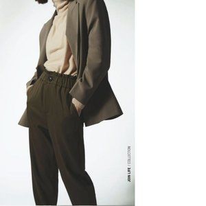 Zara elastic waist paper bag pants, NWT. XS